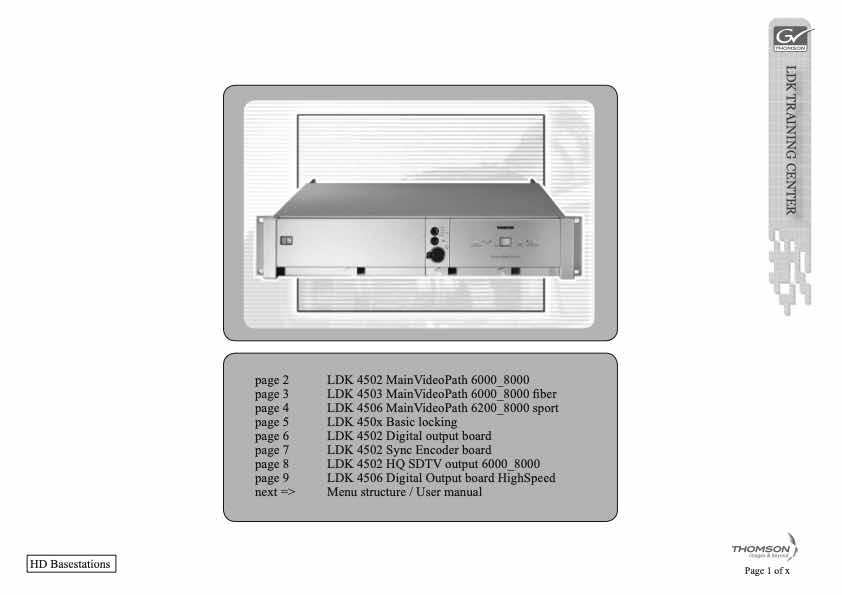 Grass Valley LDK4502 Base Station HDTV technical manual preview