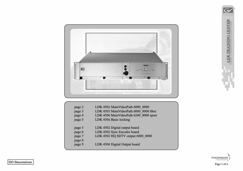 Grass Valley LDK4503-02 Base Unit HDTV Fiber Ethernet technical manual preview