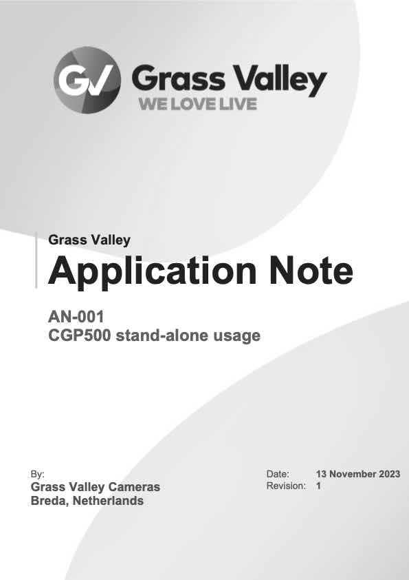 Grass Valley CGP500 technical manual preview