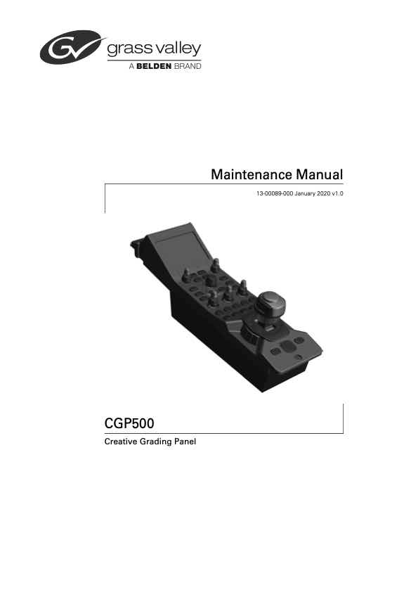 Grass Valley CGP500 technical manual preview