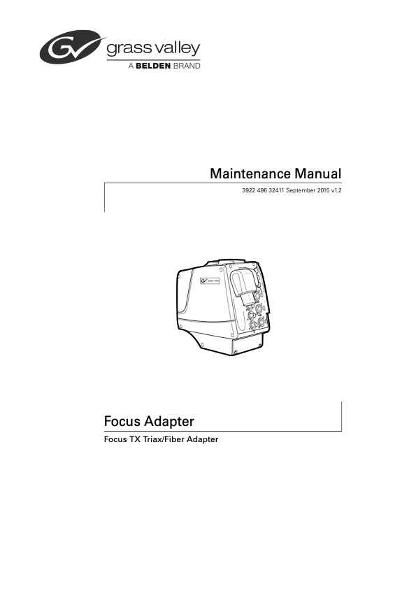 Grass Valley Focus TX Triax-Fiber Adapter technical manual preview