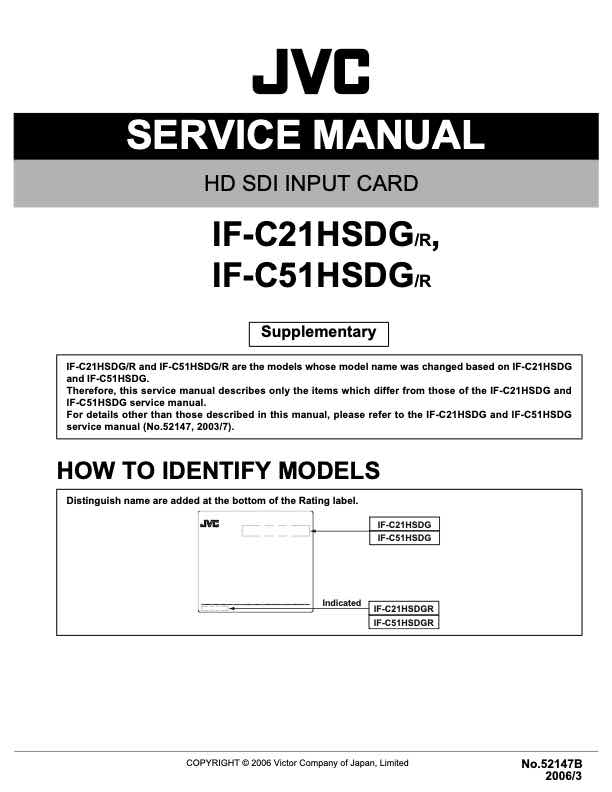 JVC IF-C21HSDG technical manual preview