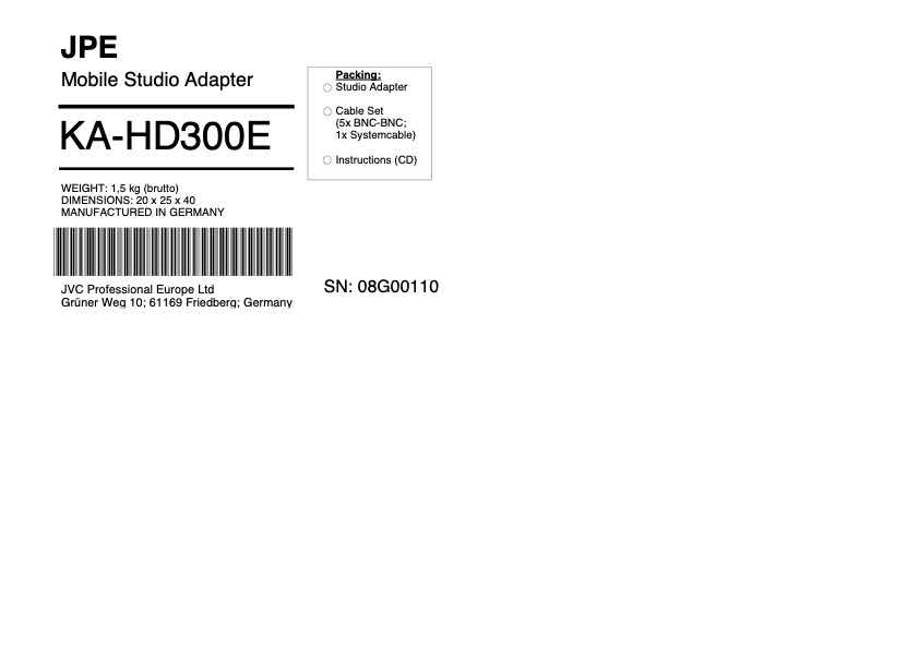 JVC KA-HD300 technical manual preview