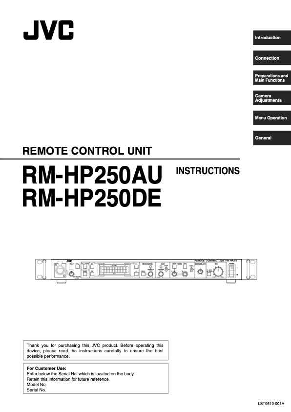 JVC RM-HP250DE technical manual preview