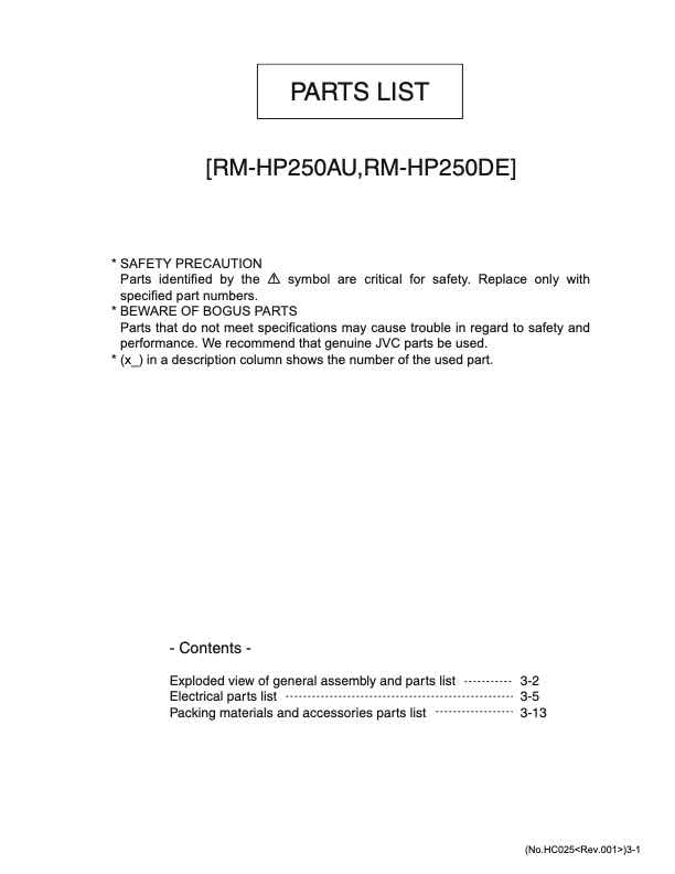 JVC RM-HP250DE technical manual preview