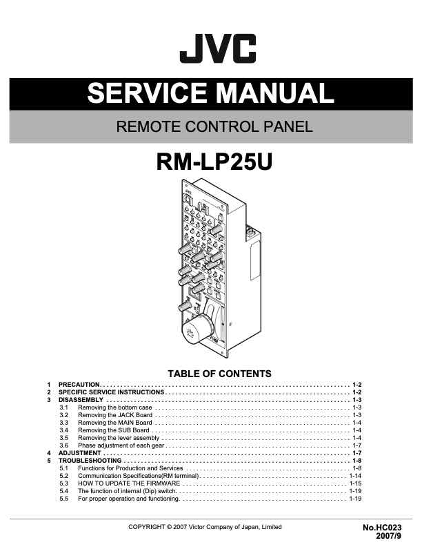 JVC RM-LP25 technical manual preview