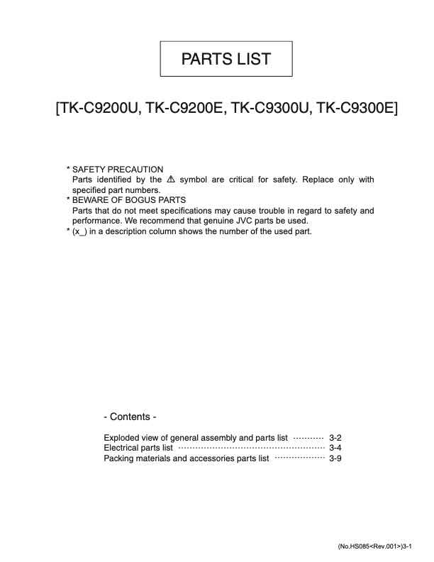 JVC TK-9200 technical manual preview