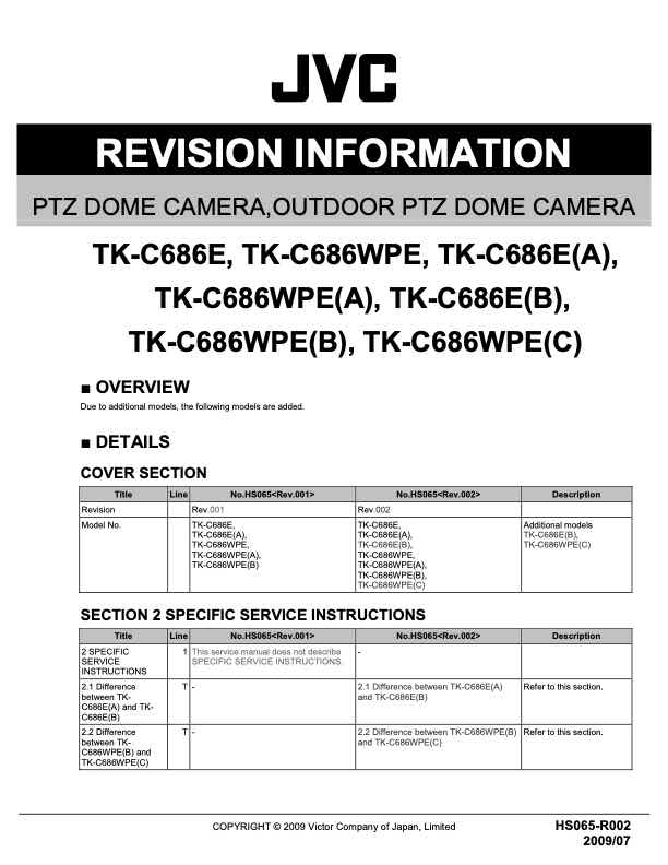 JVC TK-C686W technical manual preview