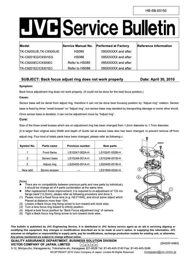 JVC TK-C9201 technical manual preview