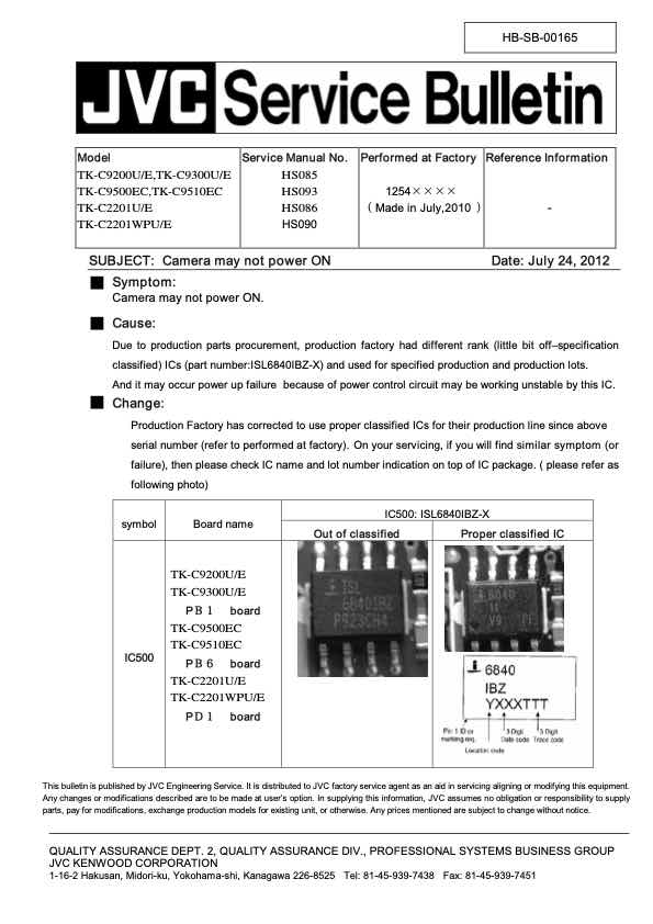 JVC TK-C9300E technical manual preview