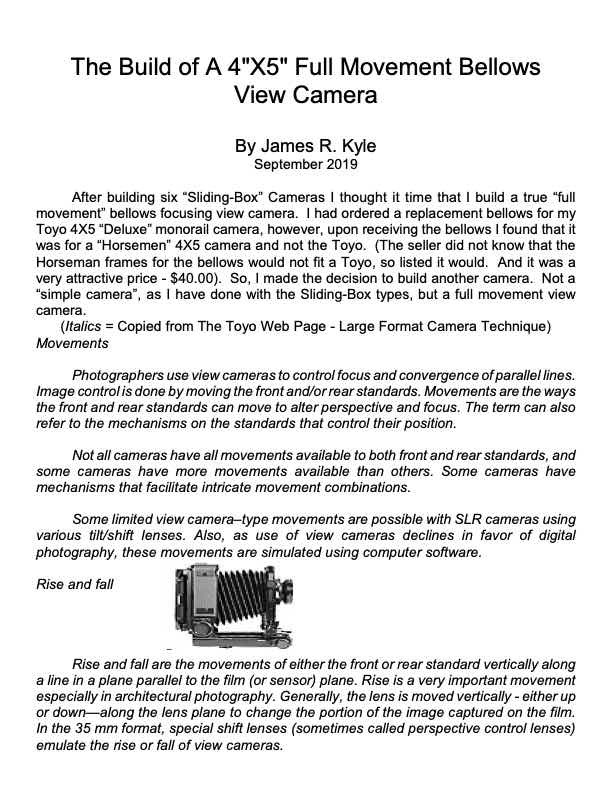 Bellows 4 by 5 technical manual preview