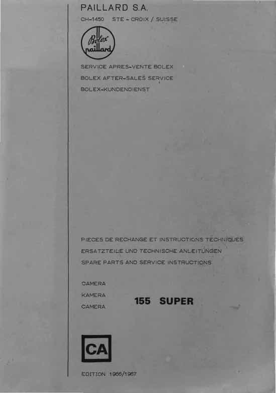 Bolex 155 technical manual preview
