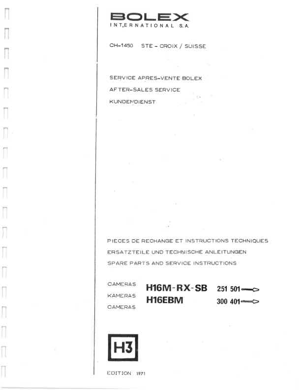 Bolex CH1450 technical manual preview