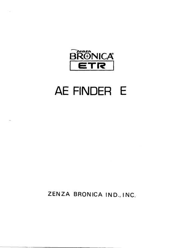 Bronica ETR technical manual preview