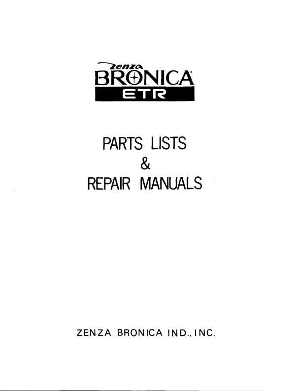 Bronica ETR technical manual preview