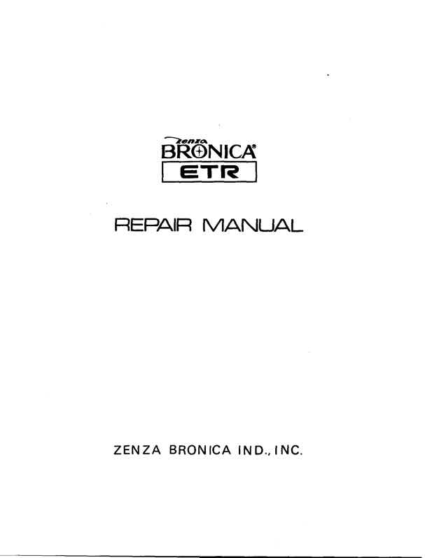 Bronica ETR technical manual preview