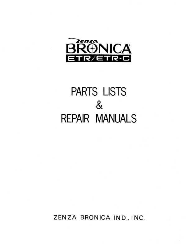 Bronica ETR technical manual preview