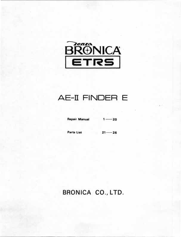 Bronica ETRS technical manual preview