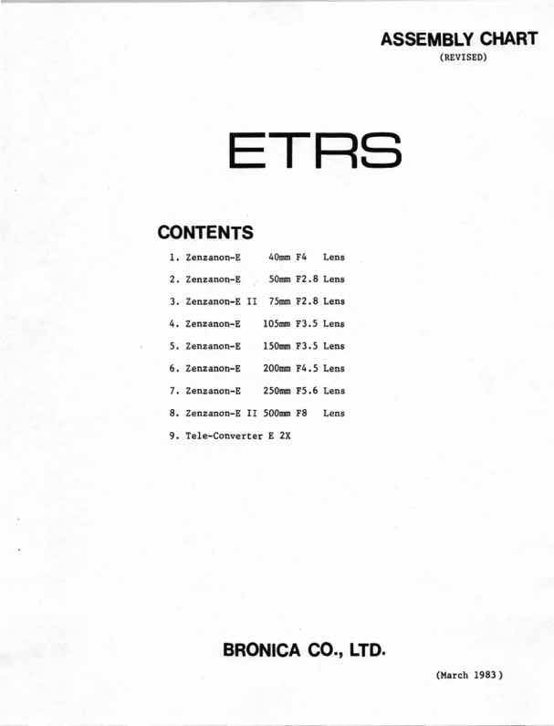 Bronica ETRS technical manual preview