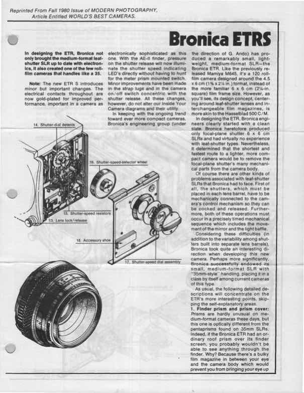 Bronica ETRS technical manual preview