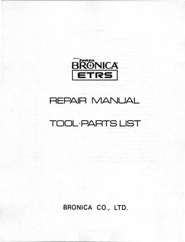 Bronica ETRS technical manual preview
