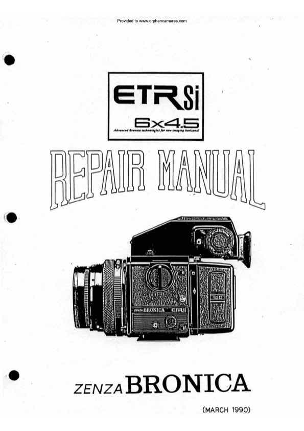Bronica ETRS technical manual preview