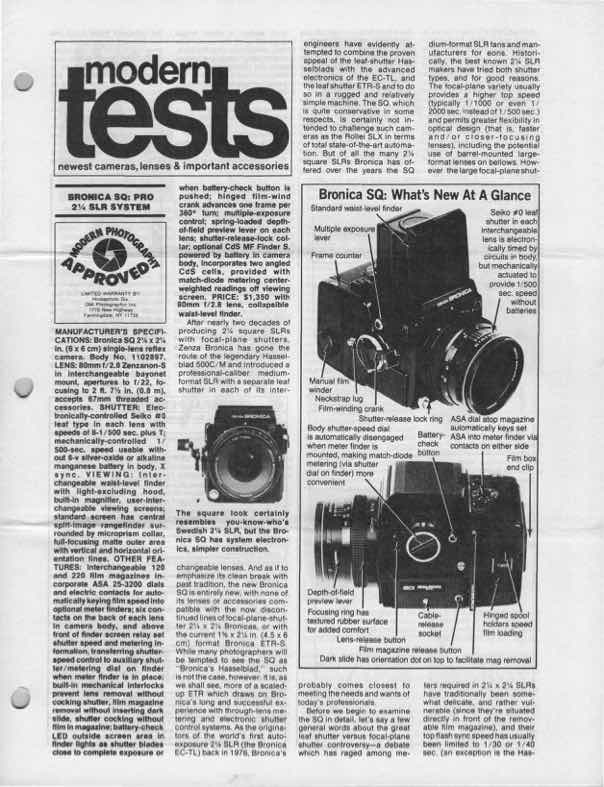 Bronica SQ technical manual preview