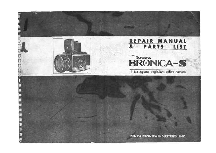 Bronica Zenza S technical manual preview