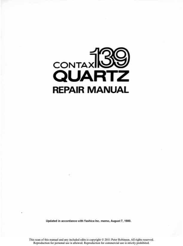 Contax 139 technical manual preview