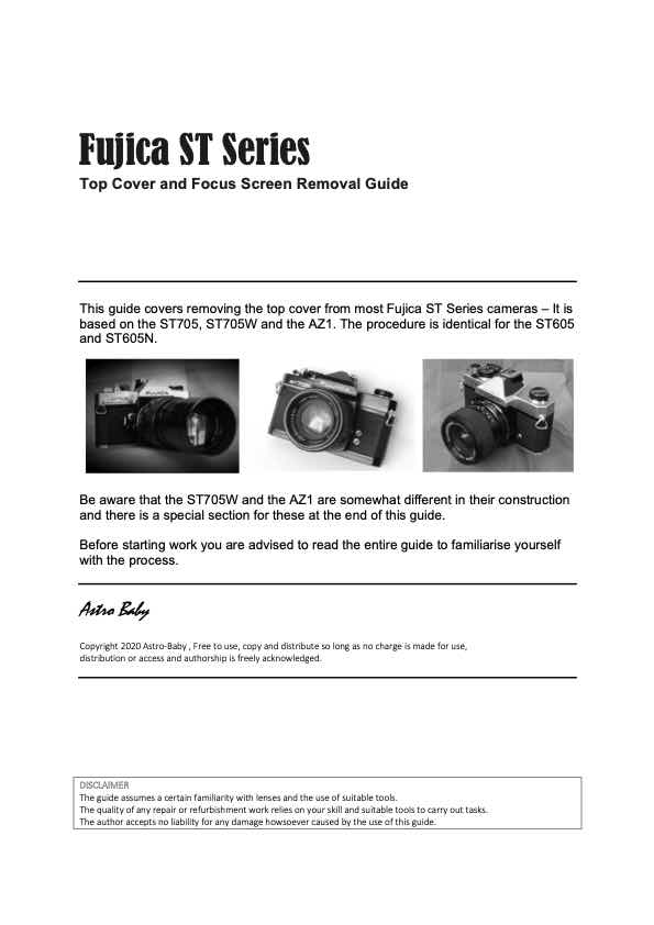 Fujica ST705 technical manual preview