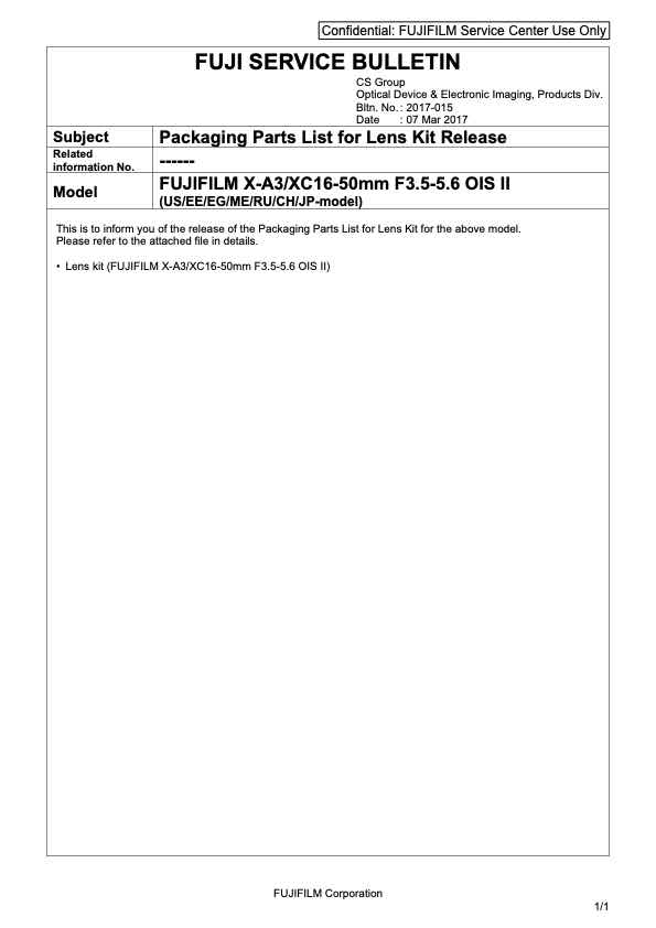 Fujifilm X-A3 technical manual preview