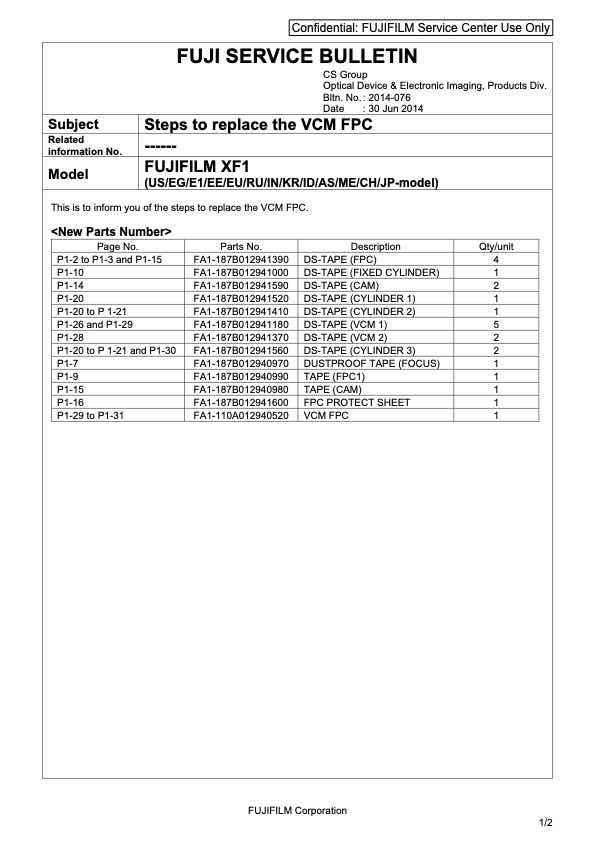 Fujifilm X-F1 technical manual preview