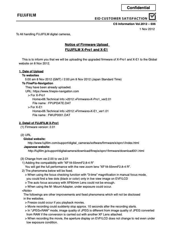 Fujifilm X-Pro1 technical manual preview