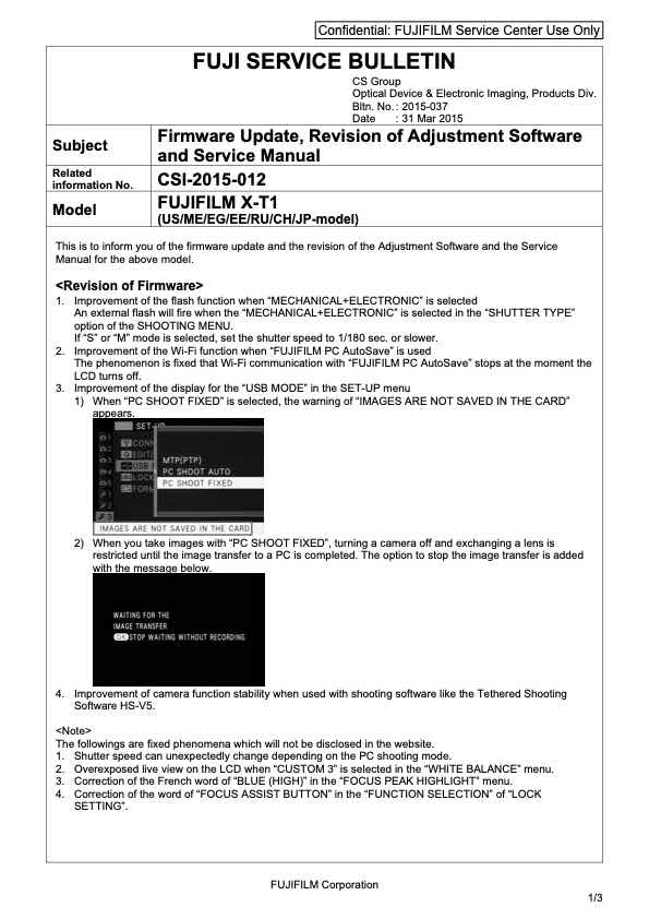 Fujifilm X-T1 technical manual preview