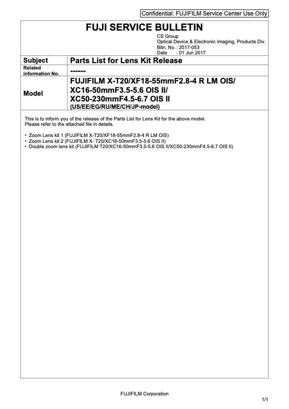 Fujifilm X-T20 technical manual preview