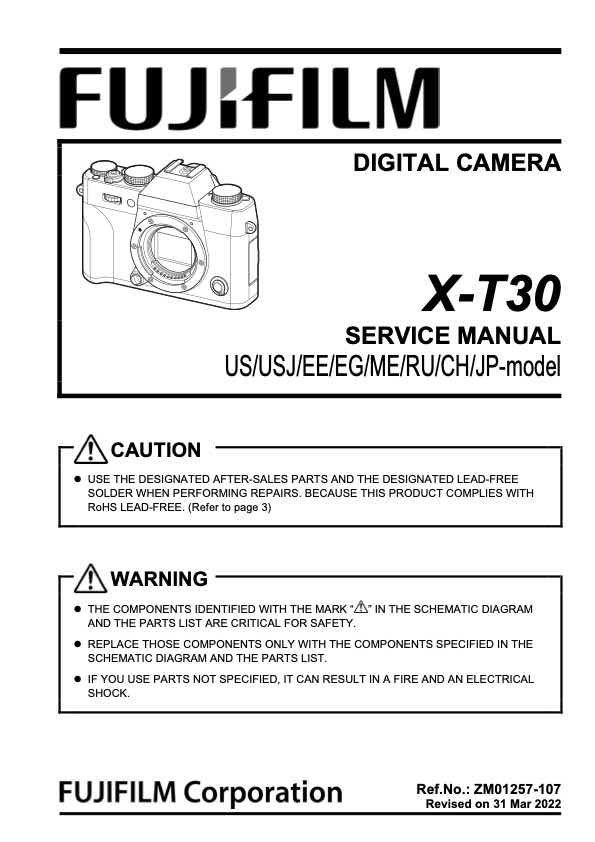 Fujifilm X-T30 technical manual preview
