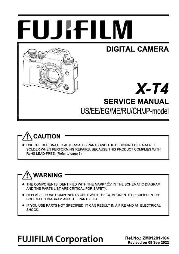 Fujifilm X-T4 technical manual preview