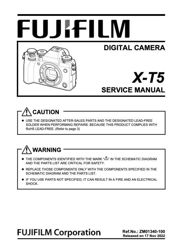 Fujifilm X-T5 technical manual preview