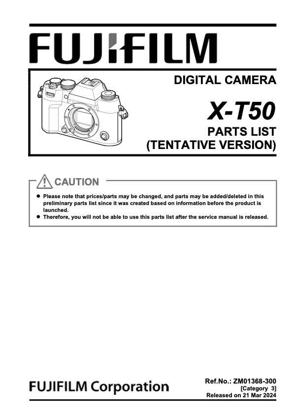 Fujifilm X-T50 technical manual preview