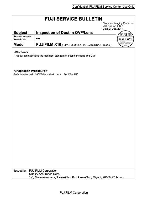 Fujifilm X10 technical manual preview