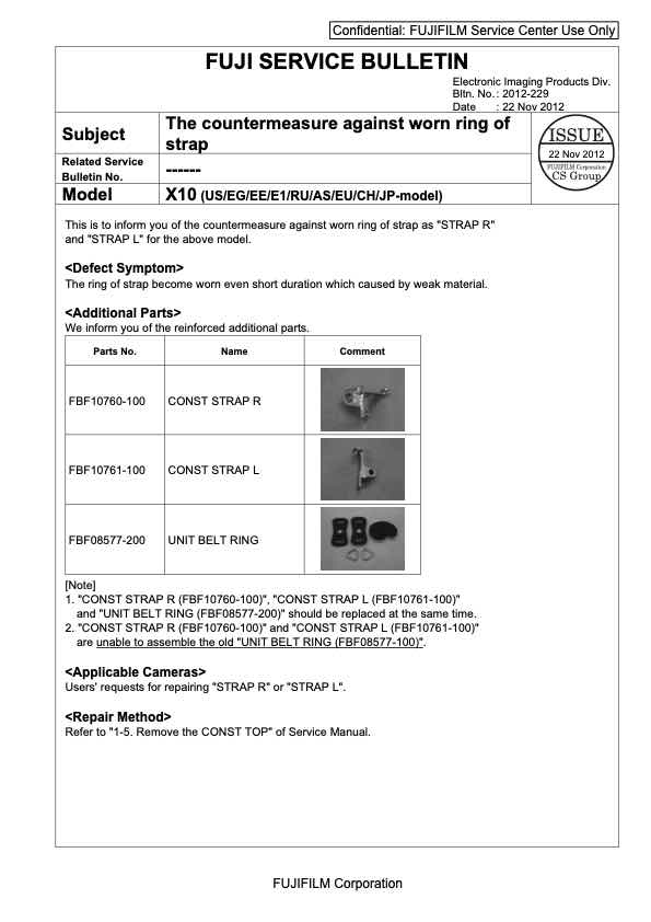 Fujifilm X10 technical manual preview