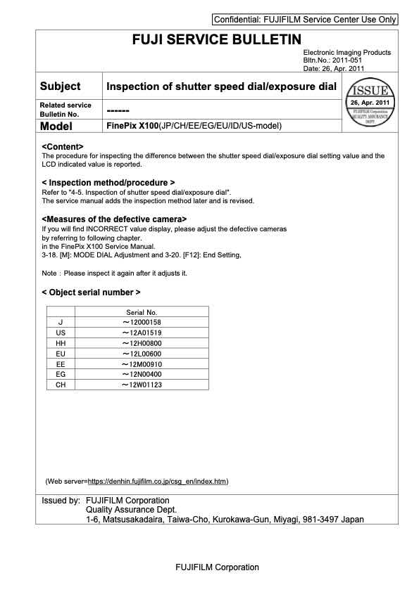 Fujifilm X100 technical manual preview