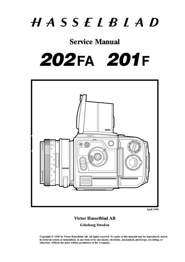 Hasselblad 201 and 202 technical manual preview