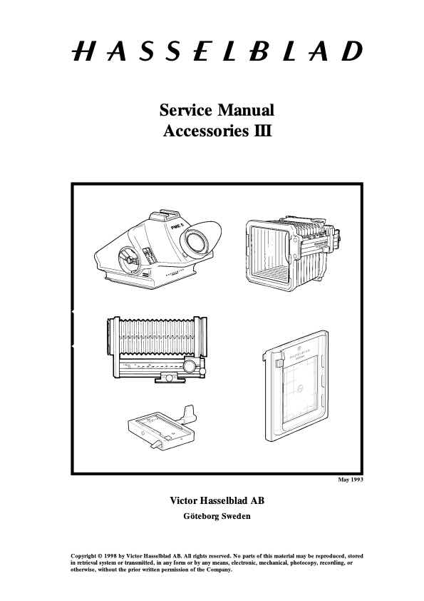 Hasselblad Accessories technical manual preview