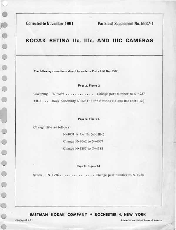 Kodak Retina technical manual preview