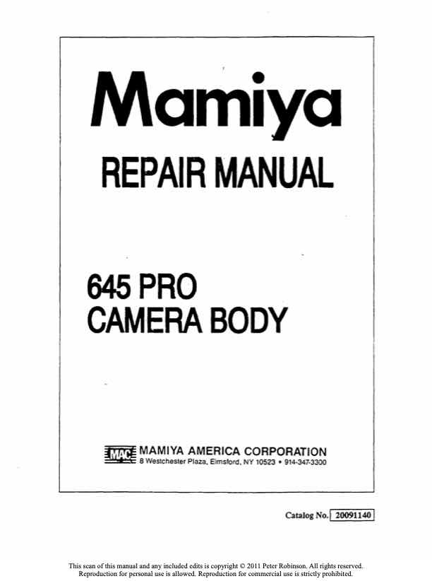Mamiya 645 technical manual preview