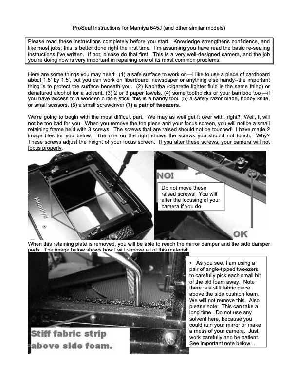 Mamiya 645 technical manual preview