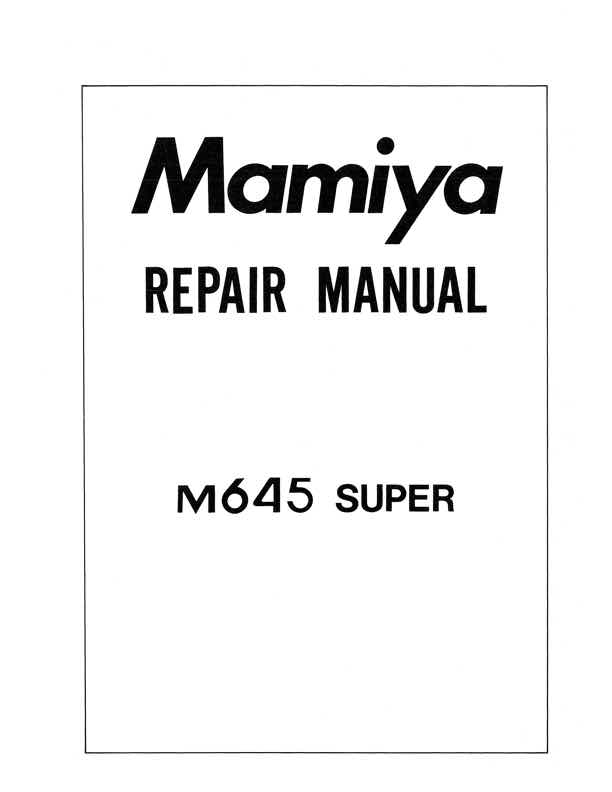 Mamiya 645 technical manual preview