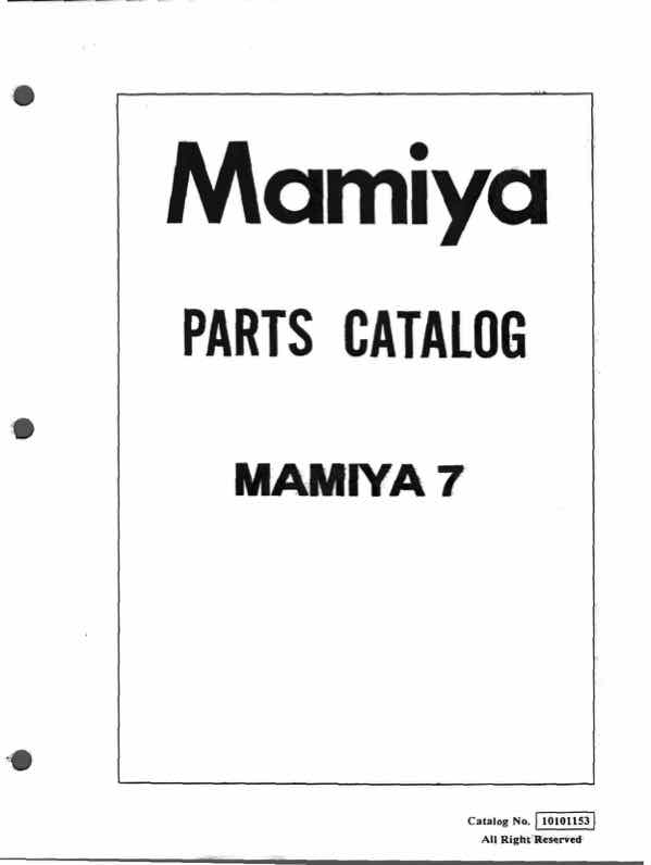 Mamiya 7 technical manual preview