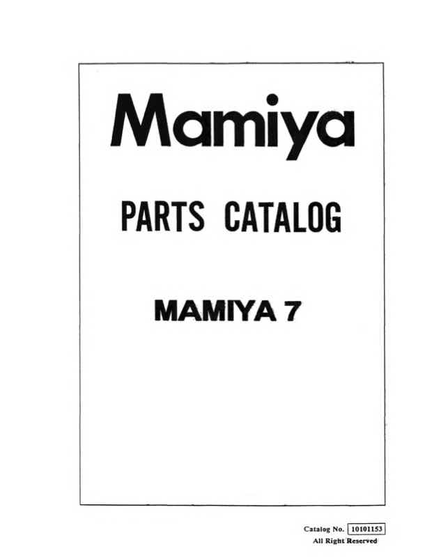 Mamiya 7 technical manual preview